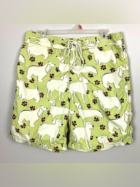Vilebrequin Swim Trunks green with dogs size XL